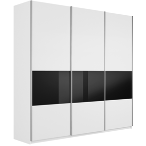Шкаф 3-дверный Широкий Прайм (ДСП / Черное стекло) 2400x570x2300, Белый снег в Курске
