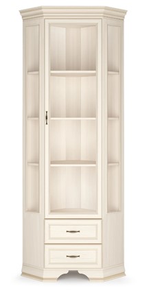 Угловой шкаф-витрина Сиена, Бодега белый / патина золото в Курске - изображение