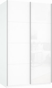 Шкаф-купе Прайм (ДСП/Белое стекло) 1400x570x2300, белый снег в Курске - предосмотр
