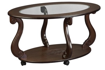 Стеклянный столик в гостиную Овация-С, на колесах, темно-коричневый в Курске
