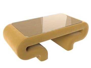 Стеклянный столик в зал Волна, желтый (микровельвет) в Курске