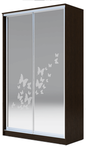 Шкаф 2-х дверный 2200х1362х620 два зеркала, "Бабочки" ХИТ 22-14-66-05 Венге Аруба в Курске - предосмотр