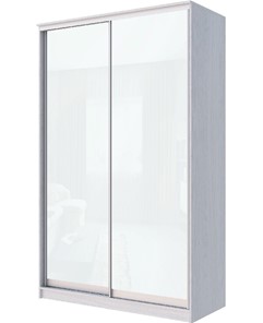 Шкаф 2-х дверный Хит-22-12-22 с цветным стеклом, белое №10, Ясень анкор светлый в Курске