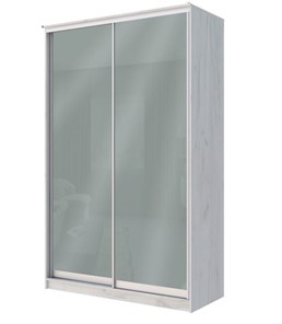 Шкаф 2-х дверный Хит-22-14-22 с цветным стеклом, средне-серый 074, Дуб крафт белый в Курске
