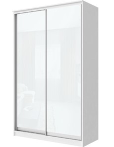 Шкаф 2-х створчатый Хит-22-17-22 с цветным стеклом, белое №10, Белый корпус в Курске