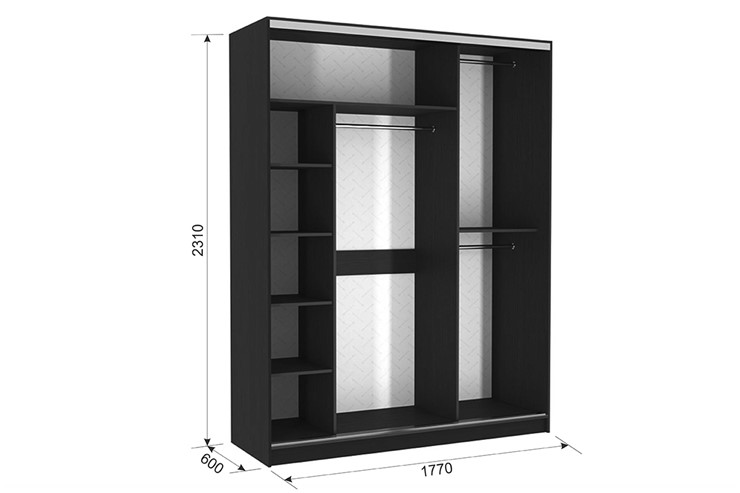 Шкаф 3-х дверный Бассо 2-600, венге/белый в Курске - изображение 2