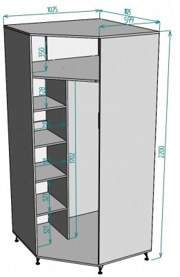 Угловой шкаф распашной Лофт H132, ЯАТ-ЯАС в Курске - изображение 1