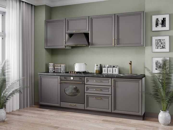 Кухонный гарнитур Джелатто 2400, Белый/Оникс серый в Курске - изображение