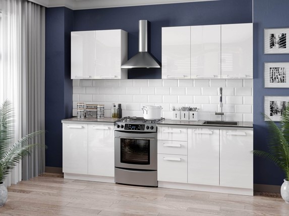 Кухонный гарнитур Герда 2600 (Белый/Белый глянец) в Курске - изображение