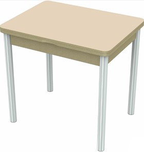 Небольшой стол Бари хром №6 (стекло молочное/дуб выбеленный) в Курске