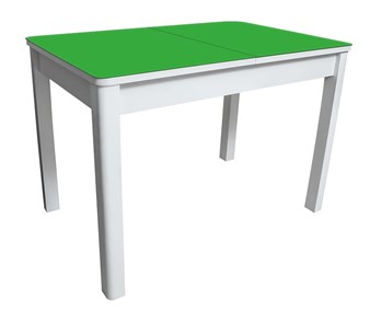 Стол из стекла Айсберг-02 СТ2, белое ЛДСП/стекло зеленое/прямые массив белый в Курске