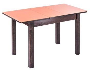 Кухонный раздвижной стол Айсберг-07 СТ1, венге ЛДСП/стекло оранжевое/42 прямые массив венге в Курске