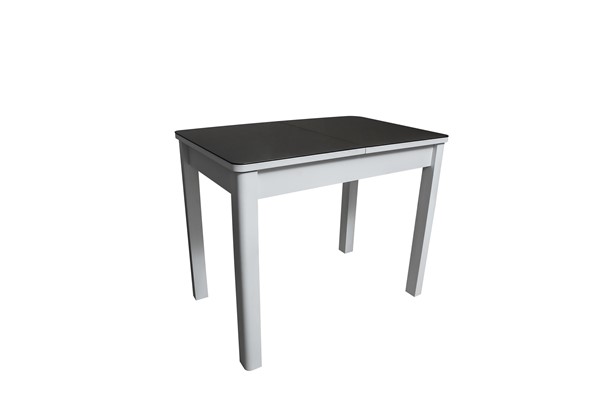 Кухонный раздвижной стол Айсберг-2СТ белое/черное/прямые массив в Курске - изображение