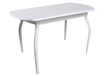 Кухонный обеденный стол ПГ-06 ЛДСП, белый ЛДСП/32 гнутые крашеные металл белый в Курске