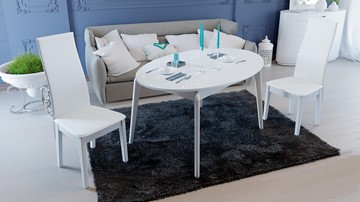 Овальный кухонный стол Марсель (СМ(Б)-102.01.12(1)), цвет  Белый/Стекло белое глянец в Курске