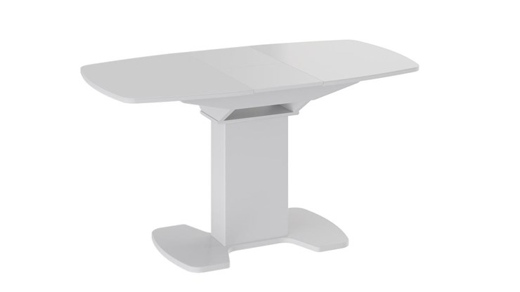 Кухонный стол раскладной Портофино (СМ(ТД)-105.01.11(1)), цвет  Белый глянец/Стекло белое в Курске - изображение 2