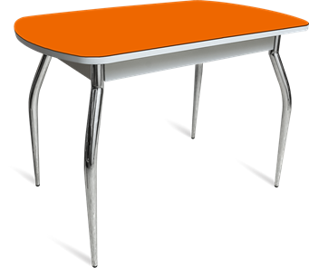 Стеклянный стол ПГ-04 СТ белое/оранжевое/хром фигурные в Курске