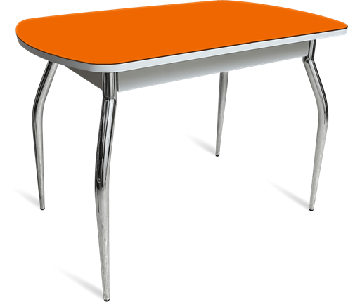 Обеденный стол ПГ-04 СТ белое/оранжевое/хром фигурные в Курске - изображение