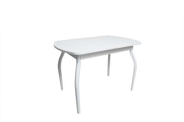 Кухонный раскладной стол ПГ-02СТ белое/белое/крашенные фигурные в Курске - изображение