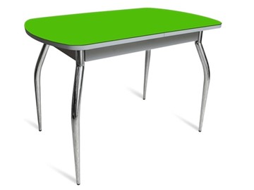Стол на кухню ПГ-04 СТ белое/зеленое стекло/хром фигурные в Курске