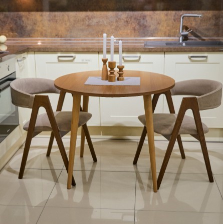 Кухонный стол круглый Орех Гварнери д. 90 см ЛДСП в Курске - изображение 2