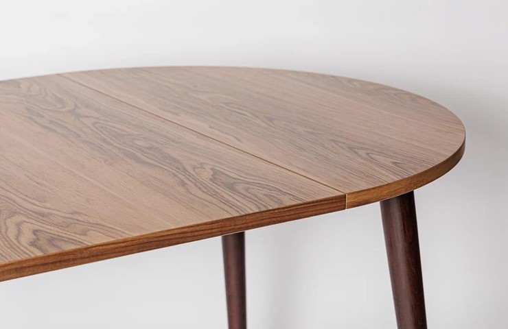 Кухонный раздвижной круглый стол Шпон Ореха д. 100 см МДФ ножки вишня в Курске - изображение 17