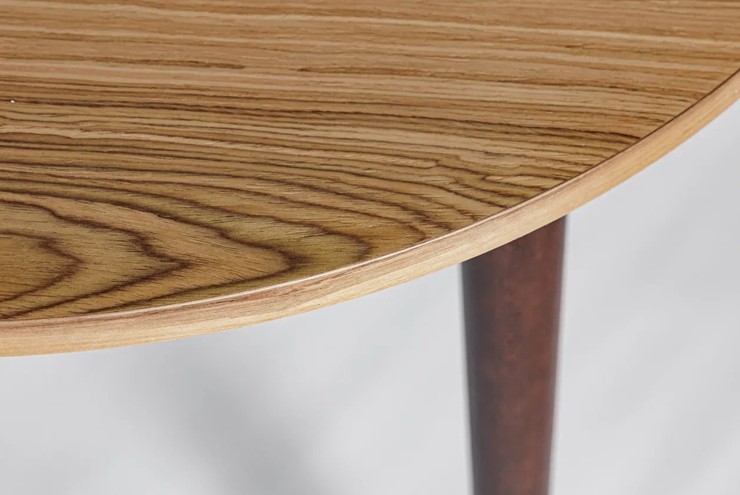 Кухонный раздвижной круглый стол Шпон Ореха д. 100 см МДФ ножки вишня в Курске - изображение 6