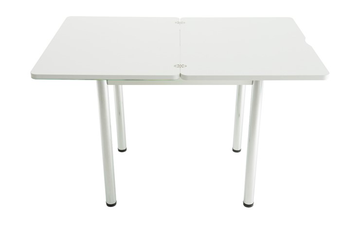 Обеденный раздвижной стол Бари хром №6 (стекло молочное/дуб выбеленный) в Курске - изображение 4