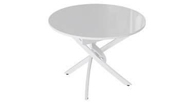Кухонный раскладной стол Diamond тип 3 (Белый муар/Белый глянец) в Курске - предосмотр