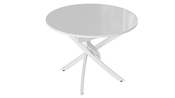 Кухонный раскладной стол Diamond тип 3 (Белый муар/Белый глянец) в Курске - изображение