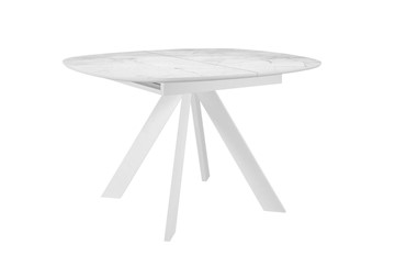 Керамический кухонный стол DikLine BK100 Керамика Белый мрамор/подстолье белое/опоры белые в Курске