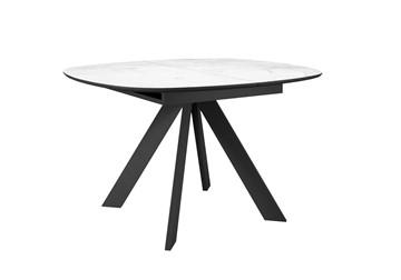 Кухонный стол раскладной DikLine BK100 Керамика Белый мрамор/подстолье черное/опоры черные в Курске - предосмотр