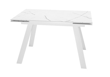 Стол кухонный раскладной DikLine DKL140 Керамика Белый мрамор/опоры белые (2 уп.) в Курске