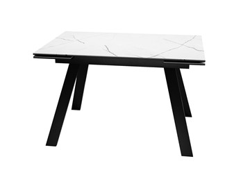 Кухонный раскладной стол DikLine DKL140 Керамика Белый мрамор/опоры черные (2 уп.) в Курске