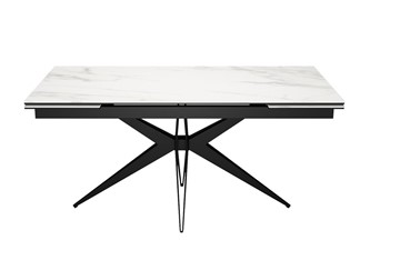 Кухонный раскладной стол DikLine KW160 мрамор С41 (керамика белая)/опоры черные в Курске