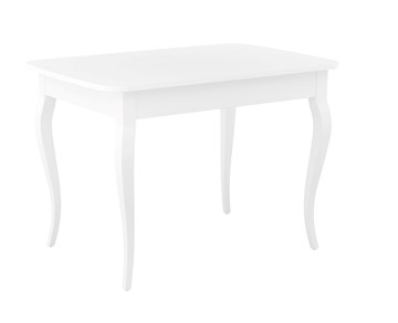 Кухонный стол раздвижной Dikline M110 Белый/стекло белое сатин/ножки MC белые в Курске - предосмотр