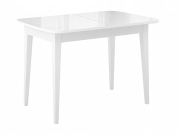 Кухонный стол раздвижной Dikline M110 Белый/стекло белое глянец/ножки MM белые в Курске
