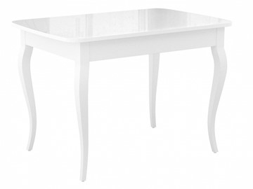 Кухонный стол раскладной Dikline M120 Белый/стекло белое глянец/ножки MC белые в Курске - предосмотр