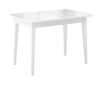 Обеденный раздвижной стол Dikline M120 Белый/стекло белое глянец/ножки MM белые в Курске