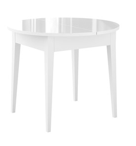 Обеденный раздвижной стол Dikline MR100 Белый/стекло белое глянец/ножки MM белые в Курске