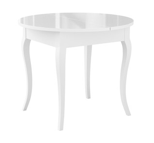 Кухонный стол раскладной Dikline MR100 Белый/стекло белое глянец/ножки MC белые в Курске