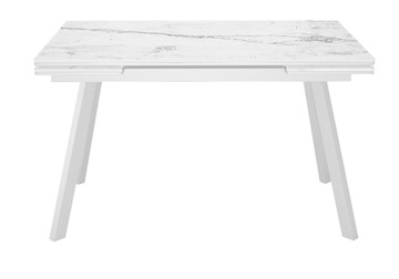 Кухонный раздвижной стол DikLine SKA125 Керамика Белый мрамор/подстолье белое/опоры белые (2 уп.) в Курске