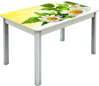 Кухонный стол раздвижной Гамбург исп.2 ноги метал. крашеные №23, Фотопечать (Цветы №3) в Курске