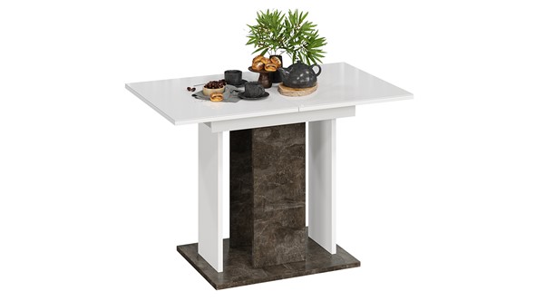 Кухонный раздвижной стол Кёльн тип 1 (Ателье темный, Белый, Стекло Белый глянец) в Курске - изображение