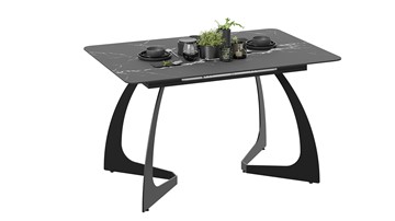 Раскладной стол Конкорд Тип 2 (Черный муар/Стекло матовое черный мрамор) в Курске