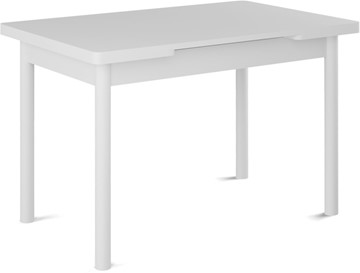 Кухонный стол раскладной Милан-1 EVO, ноги металлические белые, белый цемент в Курске