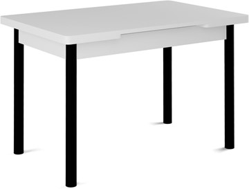 Стол раздвижной Милан-1 EVO, ноги металлические черные, белый цемент в Курске