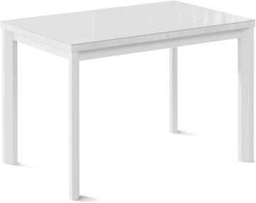 Стол раздвижной Нагано-2G (ноги металлические белые, стекло cristal/белый цемент) в Курске