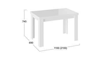 Стол раздвижной Норман тип 1, цвет Белый/Стекло белый глянец в Курске - предосмотр 2