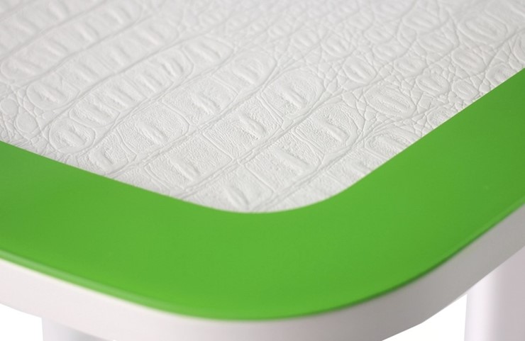 Кухонный стол раздвижной ПГ-01 СТК, белый/зеленый/крокодил белый/белый в Курске - изображение 1